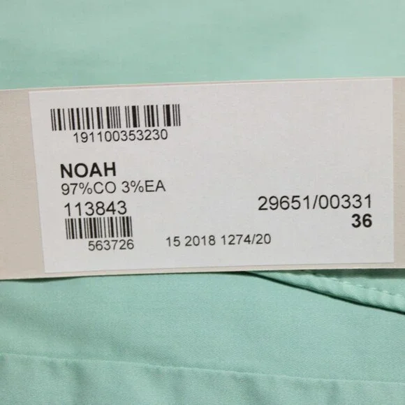Zanella NWT Chinos / Casual Pants Size 36 US Noah In Solid Green Cotton Blend